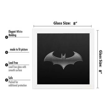 Bat man Symbol  Super Hero's White Framed Wall Hanging Art Print for Office  Home Reading Room  ( 8x8 ) Inch 3