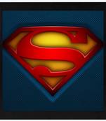 Superman Symbol  Super Hero's Black Framed Wall Hanging Art Print for Office  Home Reading Room  ( 8x8 ) Inch