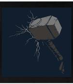 Thor Hammer  Super Hero's Black Framed Wall Hanging Art Print for Office  Home Reading Room  ( 8x8 ) Inch