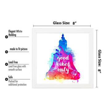 Good vibes only  Spiritual White Framed Wall Hanging Art Print for Office  Home Reading Room  ( 8x8 ) Inch 3