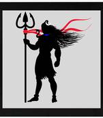 Mahadev  Spiritual Black Framed Wall Hanging Art Print for Office  Home Reading Room  ( 8x8 ) Inch