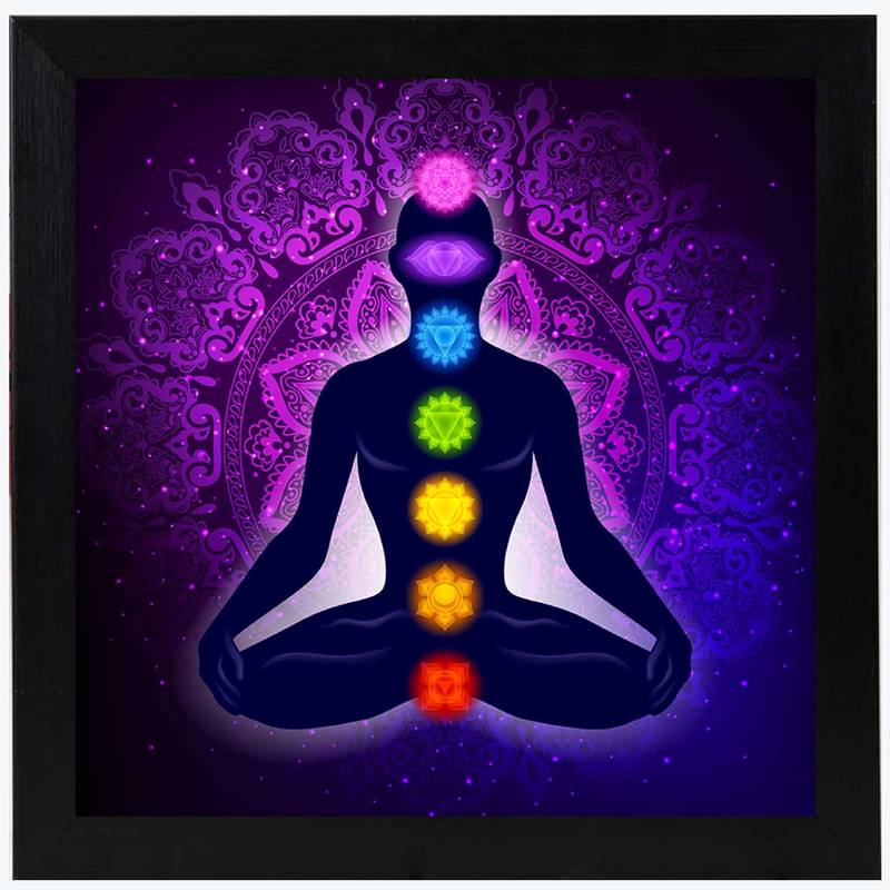 Meditation  Spiritual Black Framed Wall Hanging Art Print for Office  Home Reading Room  ( 8x8 ) Inch