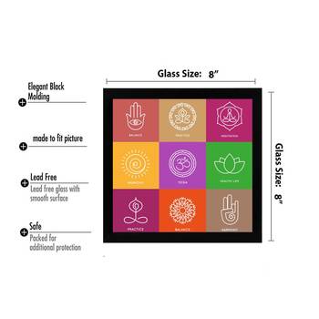 Yoga Symbols  Spiritual Black Framed Wall Hanging Art Print for Office  Home Reading Room  ( 8x8 ) Inch 3