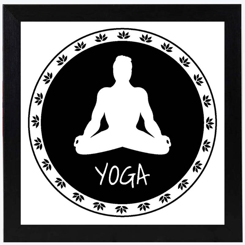 Yoga Meditation  Spiritual Black Framed Wall Hanging Art Print for Office  Home Reading Room  ( 8x8 ) Inch