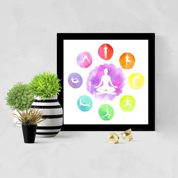 Yoga Position  Spiritual Black Framed Wall Hanging Art Print for Office  Home Reading Room  ( 8x8 ) Inch 1