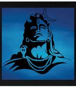 Bhole Baba Shiv  Spiritual Black Framed Wall Hanging Art Print for Office  Home Reading Room  ( 8x8 ) Inch