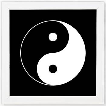 Yin Yang     Sign White Framed Wall Hanging Art Print for Office  Home Reading Room  ( 8x8 ) Inch 1