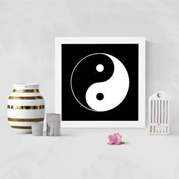 Yin Yang     Sign White Framed Wall Hanging Art Print for Office  Home Reading Room  ( 8x8 ) Inch 2
