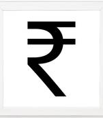 Rupee  Sign White Framed Wall Hanging Art Print for Office  Home Reading Room  ( 8x8 ) Inch