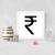 Rupee  Sign White Framed Wall Hanging Art Print for Office  Home Reading Room  ( 8x8 ) Inch