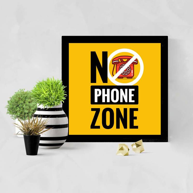 No phone zone Sign Black Framed Wall Hanging Art Print for Office Home