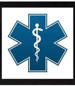 caduceus as a  of medicine  Sign Black Framed Wall Hanging Art Print for Office  Home Reading Room  ( 8x8 ) Inch