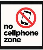 NO cell phone zone  Sign Black Framed Wall Hanging Art Print for Office  Home Reading Room  ( 8x8 ) Inch