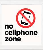 NO cell phone zone  Sign White Framed Wall Hanging Art Print for Office  Home Reading Room  ( 8x8 ) Inch
