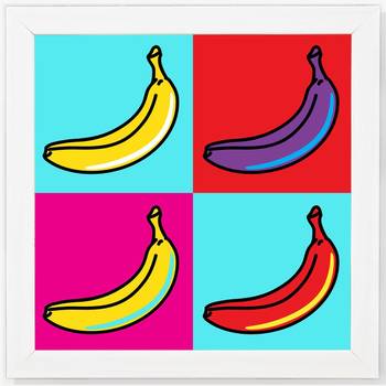 Banana   Pop Art White Framed Wall Hanging Art Print for Office  Home Reading Room  ( 8x8 ) Inch 1