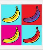 Banana   Pop Art White Framed Wall Hanging Art Print for Office  Home Reading Room  ( 8x8 ) Inch