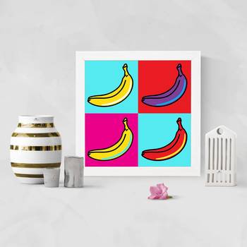 Banana   Pop Art White Framed Wall Hanging Art Print for Office  Home Reading Room  ( 8x8 ) Inch 2
