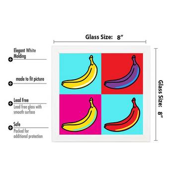 Banana   Pop Art White Framed Wall Hanging Art Print for Office  Home Reading Room  ( 8x8 ) Inch 3