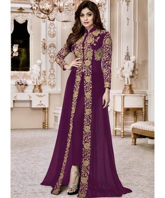 Magenta Embroidered Salwar Kameez 1
