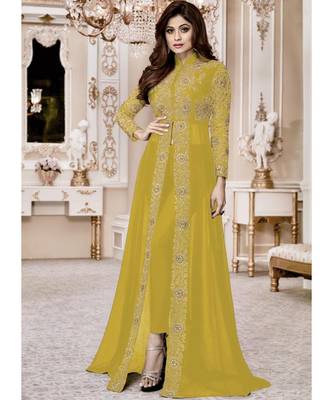 Lemon Yellow Embroidered Salwar Kameez 1