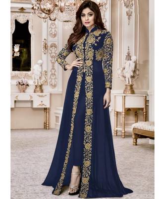 Navy Blue Embroidered Salwar Kameez 1