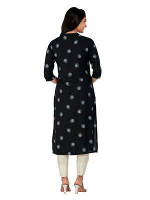 Black printed cotton long-kurtis 2