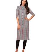 Grey printed cotton long-kurtis