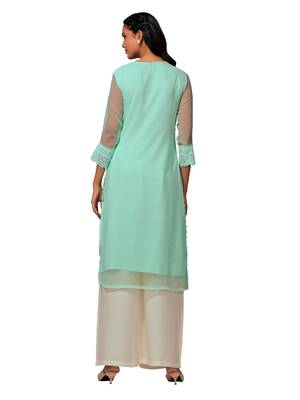 Green printed cotton long-kurtis 2