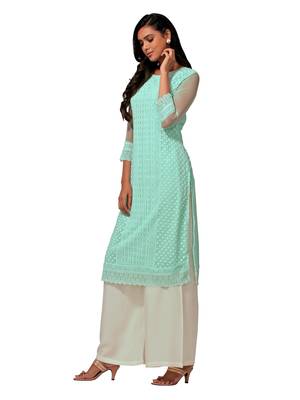 Green printed cotton long-kurtis 3