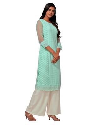 Green printed cotton long-kurtis 4