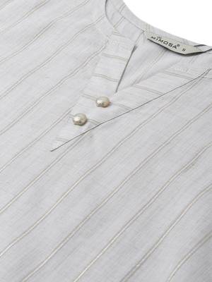 Beige woven cotton long-kurtis 5