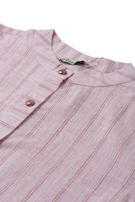 Pink woven cotton long-kurtis 5