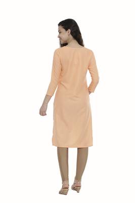 Peach embroidered cotton long-kurtis 2