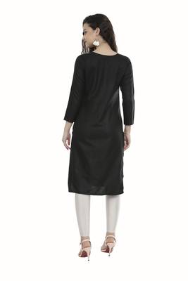 Black embroidered cotton long-kurtis 2