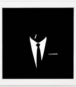 Gentleman     Pop Art White Framed Wall Hanging Art Print for Office  Home Reading Room  ( 8x8 ) Inch