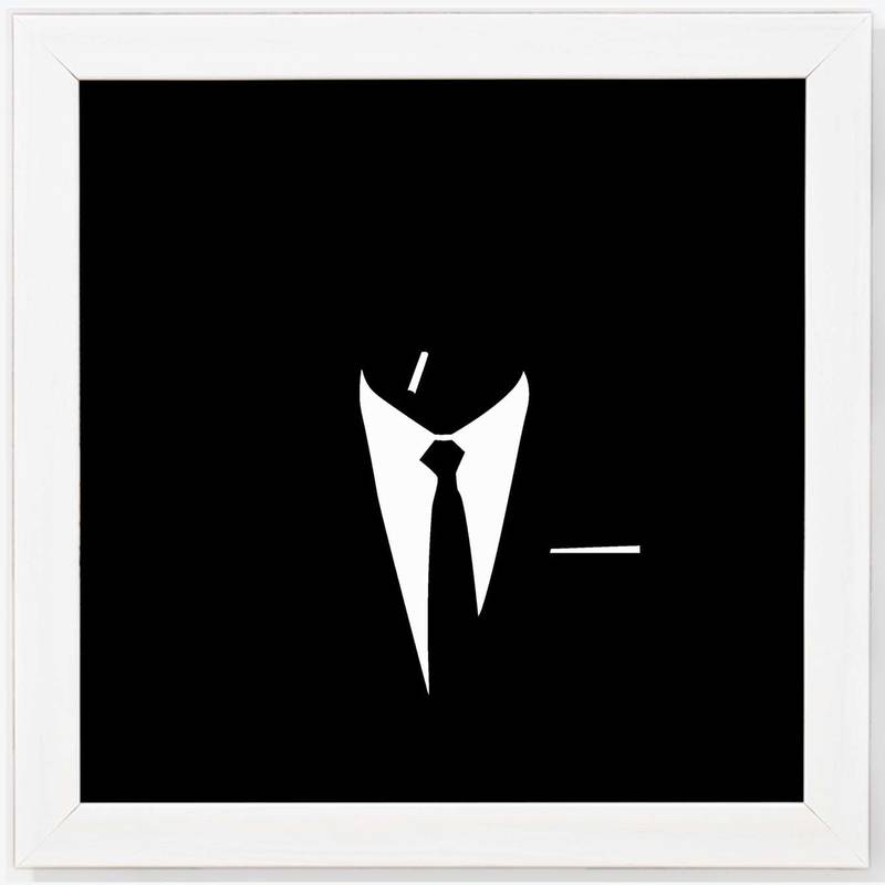 Gentleman     Pop Art White Framed Wall Hanging Art Print for Office  Home Reading Room  ( 8x8 ) Inch