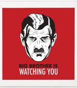 Big Brother is Watching    Pop Art White Framed Wall Hanging Art Print for Office  Home Reading Room  ( 8x8 ) Inch