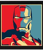 Iron Man Vector  Pop Art Black Framed Wall Hanging Art Print for Office  Home Reading Room  ( 8x8 ) Inch