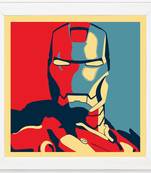 Iron Man Vector  Pop Art White Framed Wall Hanging Art Print for Office  Home Reading Room  ( 8x8 ) Inch