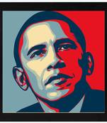 HOPE  Barak Obama  Pop Art Black Framed Wall Hanging Art Print for Office  Home Reading Room  ( 8x8 ) Inch