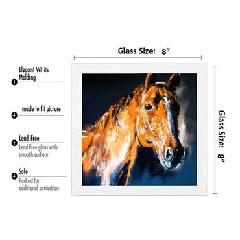 Horse  Painting White Framed Wall Hanging Art Print for Office  Home Reading Room  ( 8x8 ) Inch 3