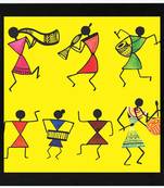 Hand Draw Warli Art Collection    Painting Black Framed Wall Hanging Art Print for Office  Home Reading Room