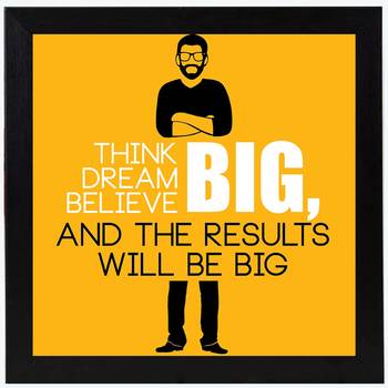 Think Big  Office Black Framed Wall Hanging Art Print for Office  Home Reading Room  ( 8x8 ) Inch 1