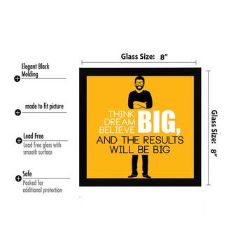 Think Big  Office Black Framed Wall Hanging Art Print for Office  Home Reading Room  ( 8x8 ) Inch 3