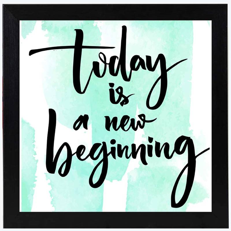 New Beginning  Office Black Framed Wall Hanging Art Print for Office  Home Reading Room  ( 8x8 ) Inch