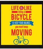 Life Is Like Bicycle  Office Black Framed Wall Hanging Art Print for Office  Home Reading Room  ( 8x8 ) Inch