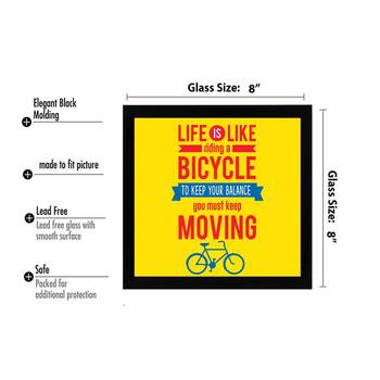 Life Is Like Bicycle  Office Black Framed Wall Hanging Art Print for Office  Home Reading Room  ( 8x8 ) Inch 3