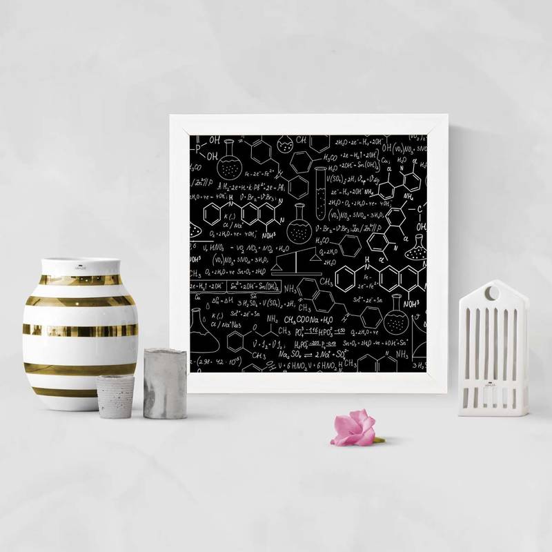 Chemistry  Office White Framed Wall Hanging Art Print for Office  Home Reading Room  ( 8x8 ) Inch