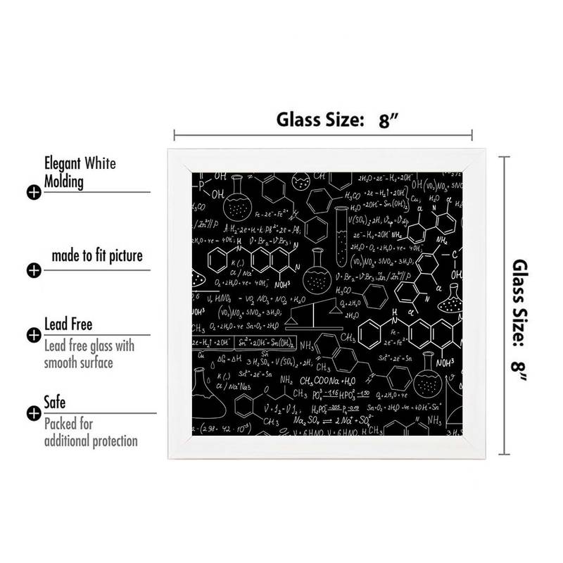 Chemistry  Office White Framed Wall Hanging Art Print for Office  Home Reading Room  ( 8x8 ) Inch