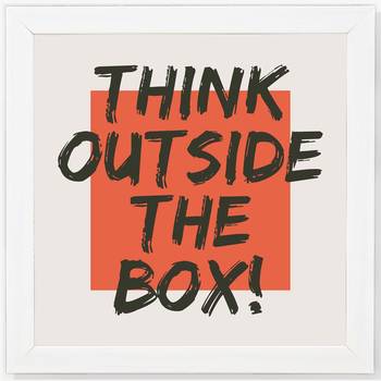Think outside the box  Office White Framed Wall Hanging Art Print for Office  Home Reading Room  ( 8x8 ) Inch 1